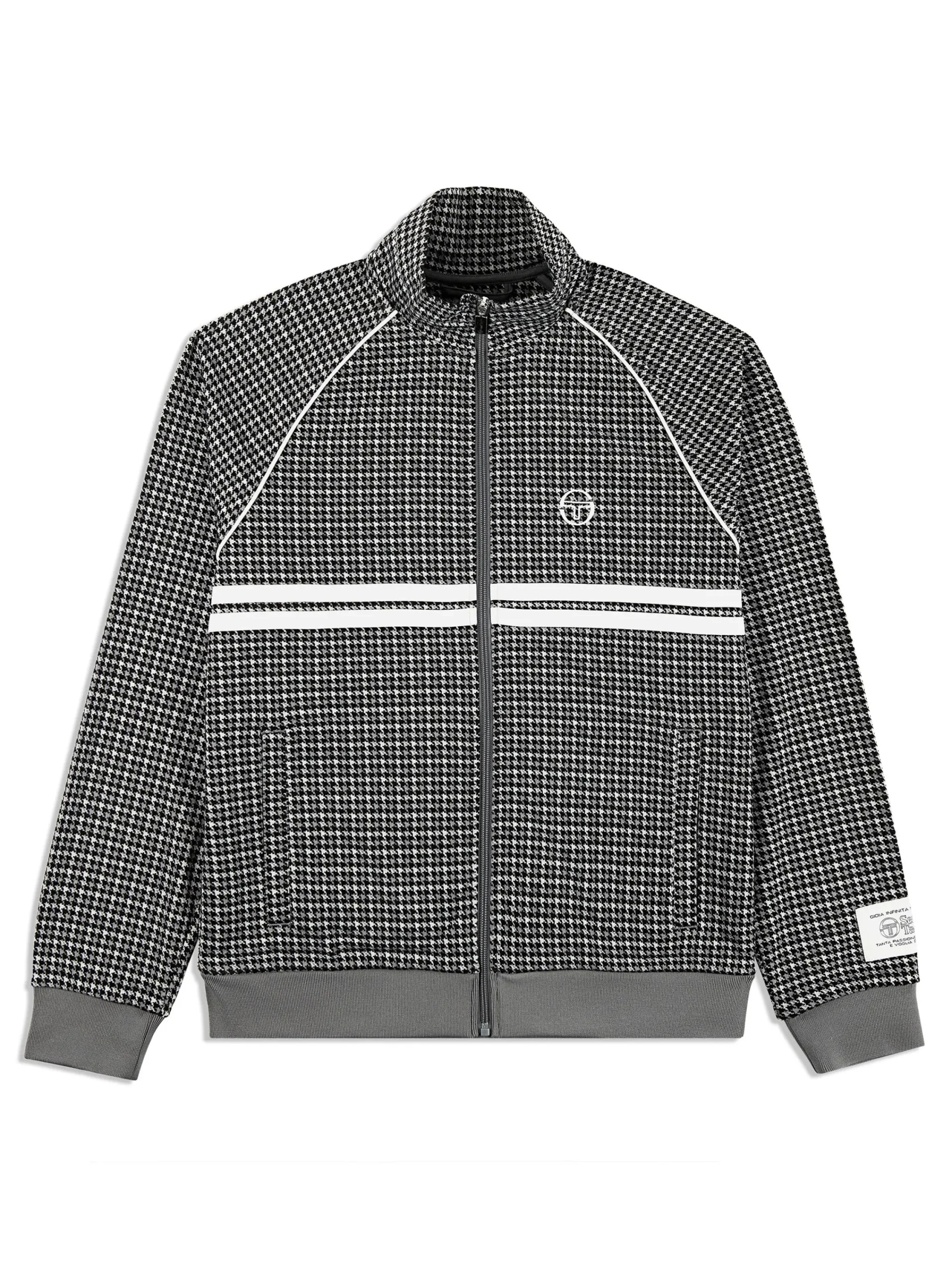 Fashion Dallas Houndstooth Track Jacket- Tracksuits|Jackets