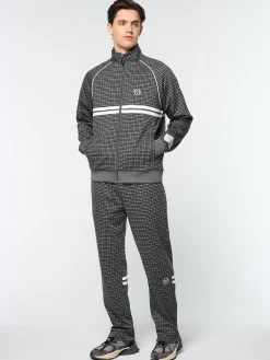 Fashion Dallas Houndstooth Track Jacket- Tracksuits|Jackets