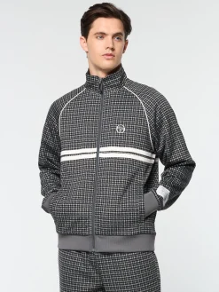 Fashion Dallas Houndstooth Track Jacket- Tracksuits|Jackets