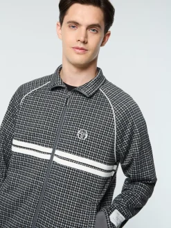 Fashion Dallas Houndstooth Track Jacket- Tracksuits|Jackets