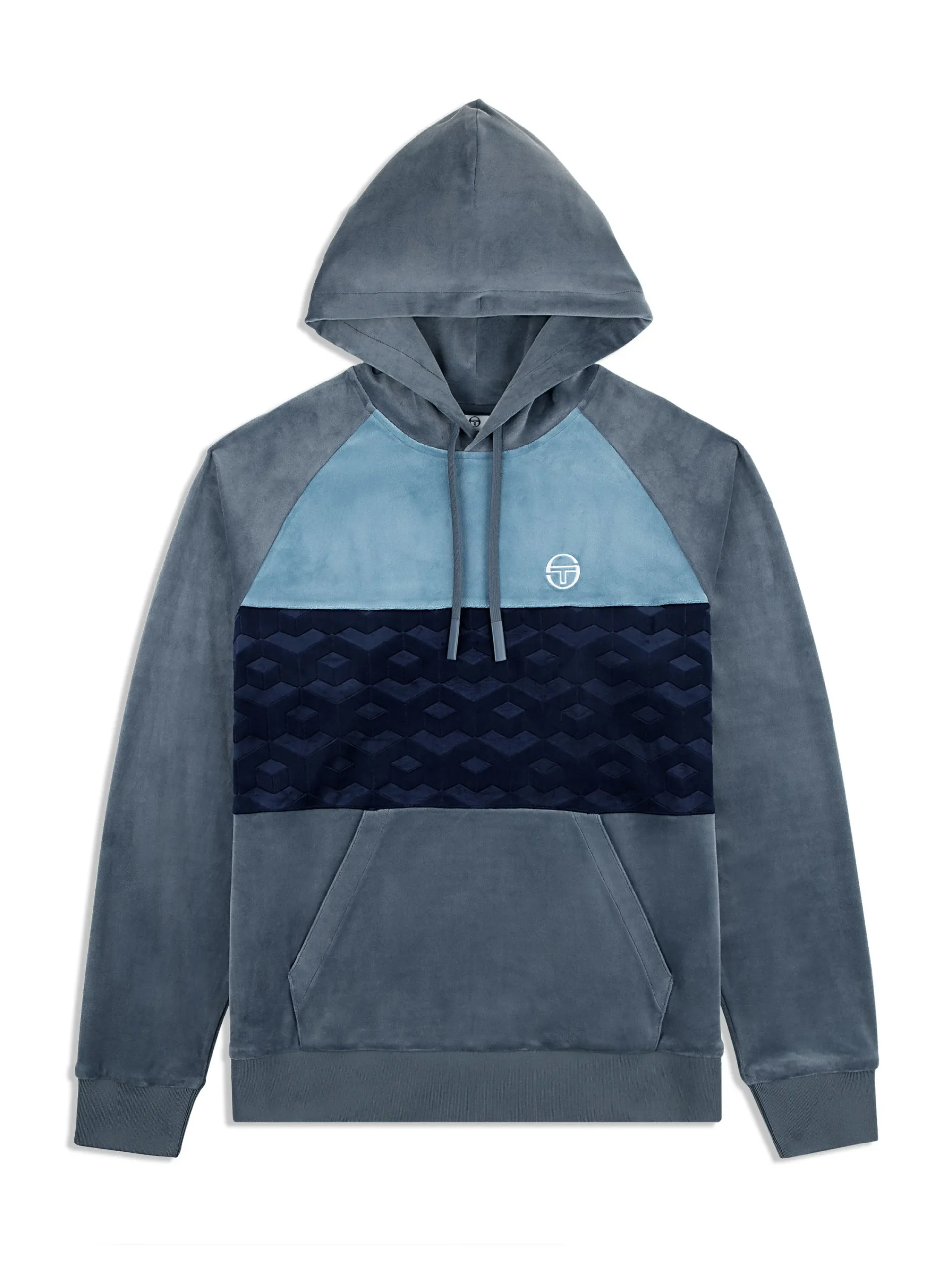 Fashion Foggia Velour Debossed Hoodie- Velour|Sweatshirts And Hoodies