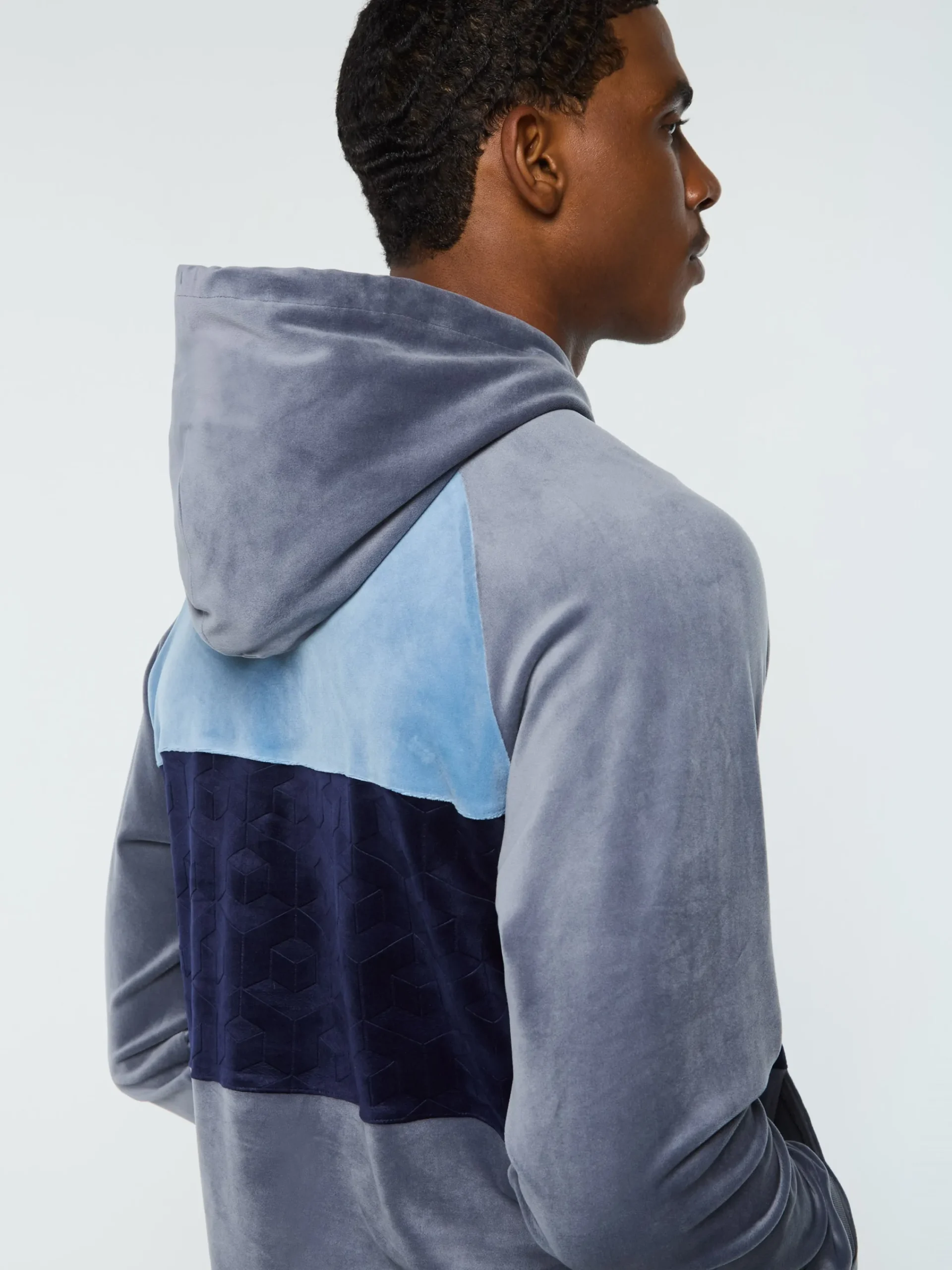 Fashion Foggia Velour Debossed Hoodie- Velour|Sweatshirts And Hoodies