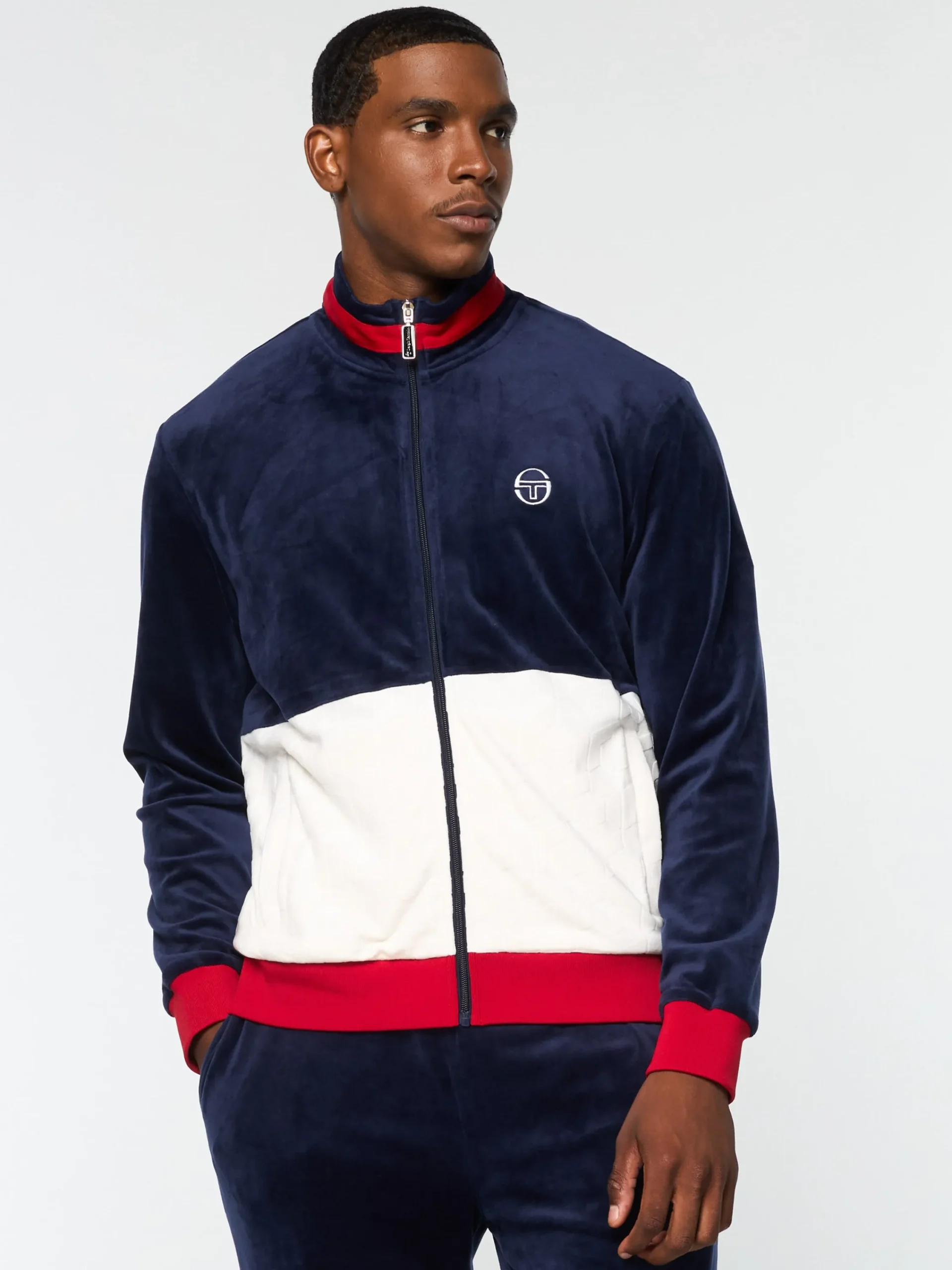 Cheap Foggia Velour Debossed Track Jacket- Tracksuits|Velour