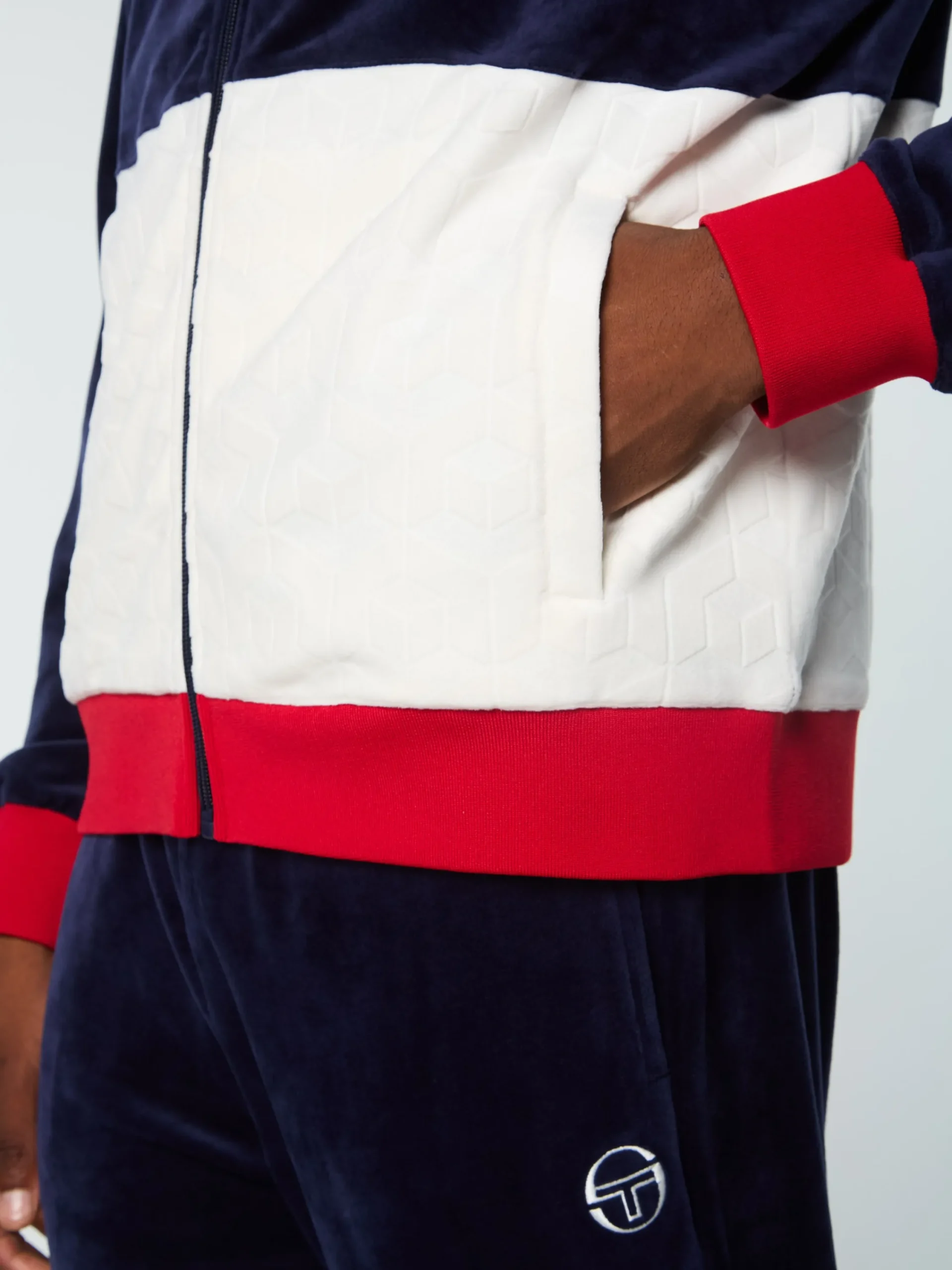 Cheap Foggia Velour Debossed Track Jacket- Tracksuits|Velour