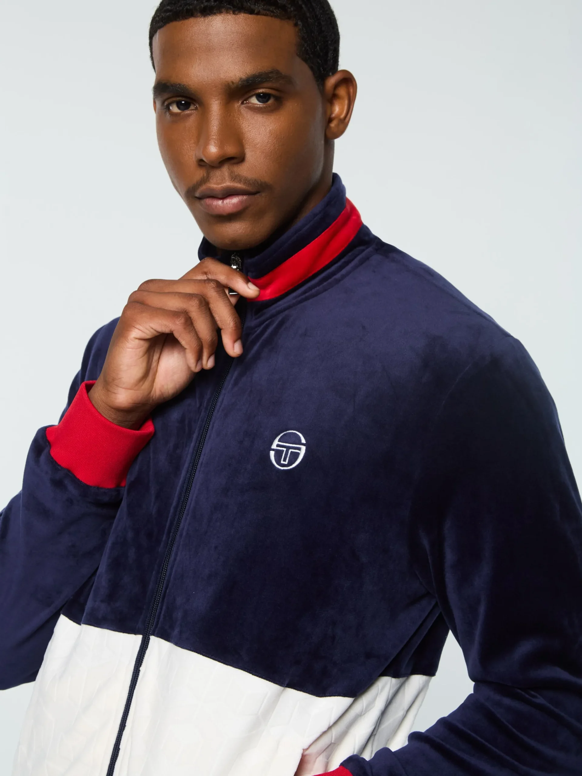 Cheap Foggia Velour Debossed Track Jacket- Tracksuits|Velour