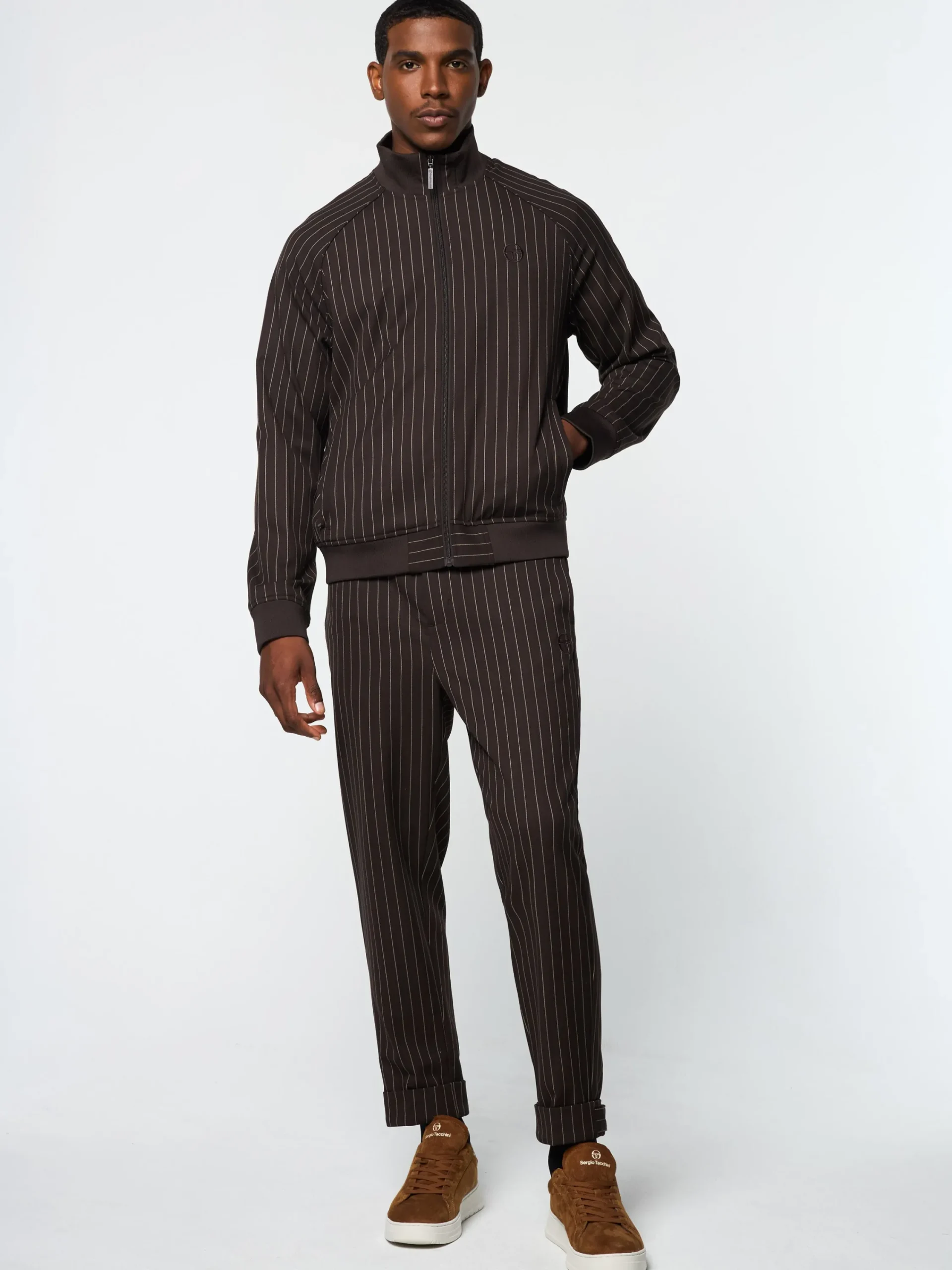 Fashion Gessato Suiting Track Jacket- Tracksuits|Jackets