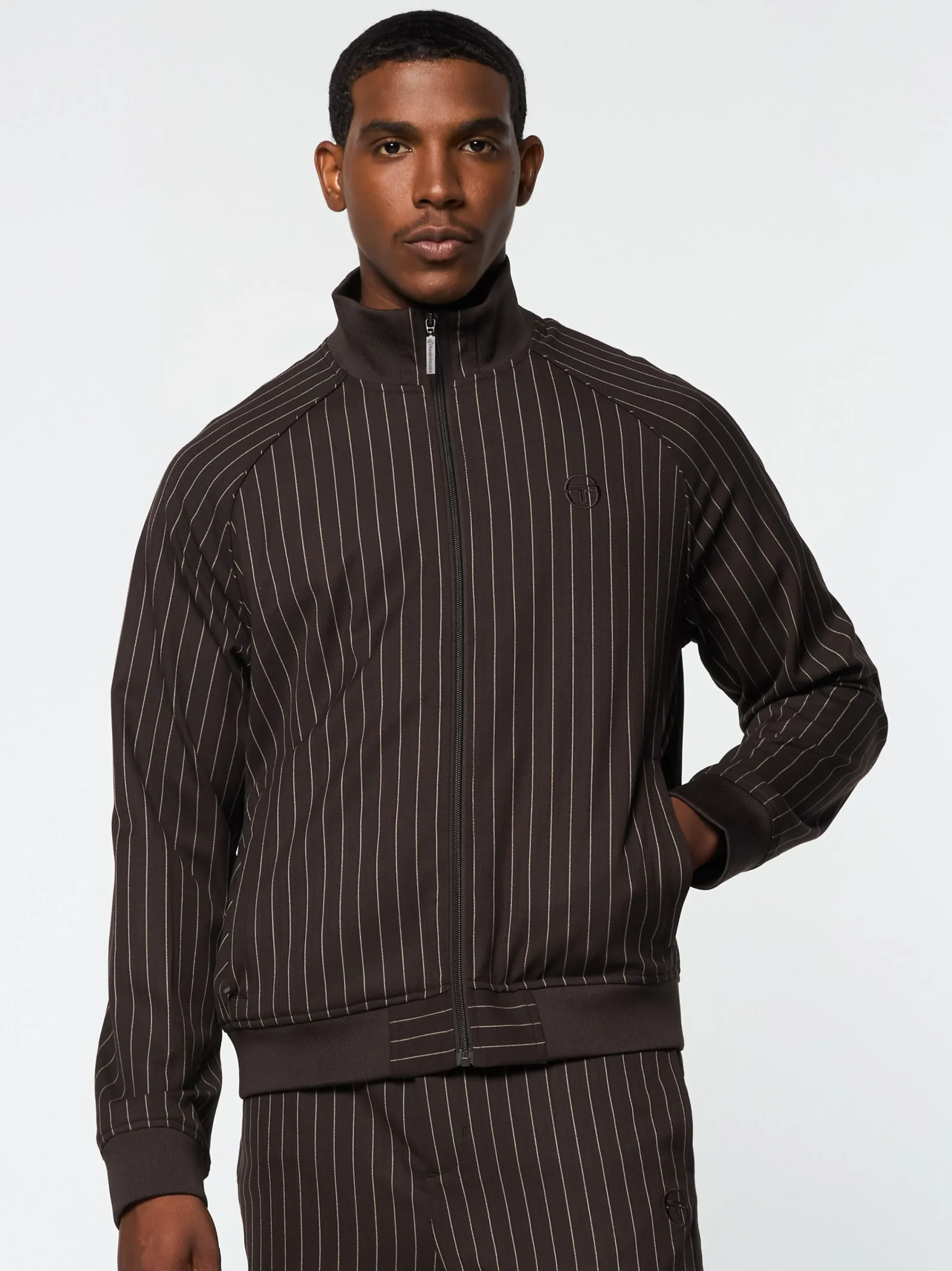 Fashion Gessato Suiting Track Jacket- Tracksuits|Jackets
