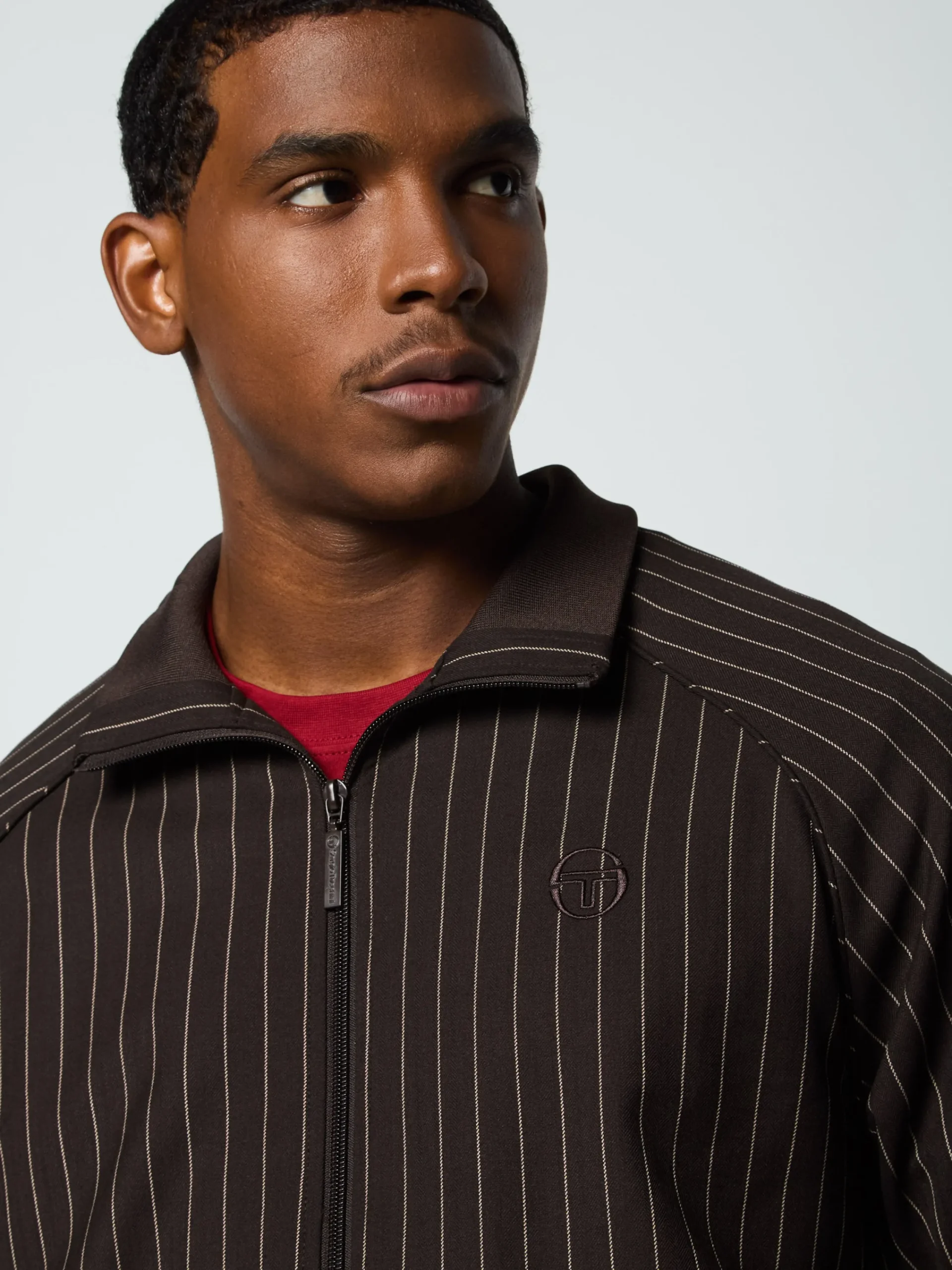 Fashion Gessato Suiting Track Jacket- Tracksuits|Jackets