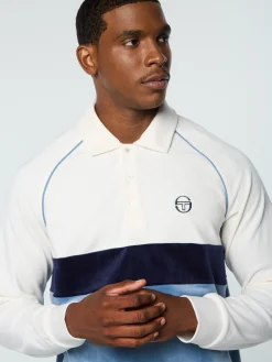 Fashion Noci Velour Long Sleeve Polo- Velour|Polos