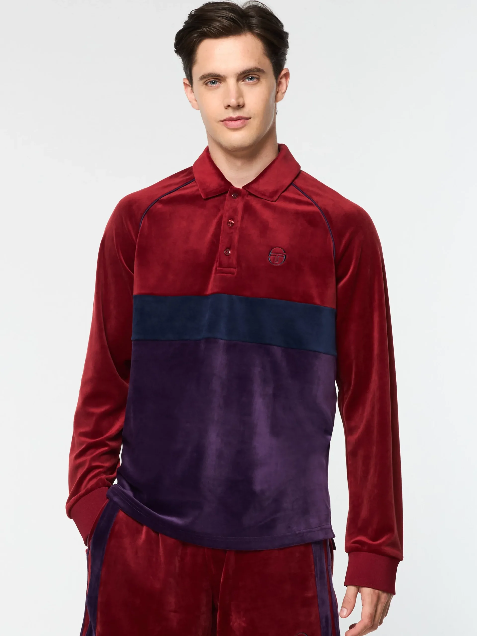 Clearance Noci Velour Long Sleeve Polo- Velour|Polos