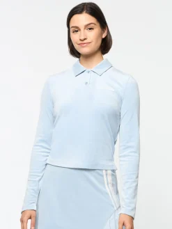 Best Sale Veneto Velour Long Sleeve Polo- Women Velour|Tops And Sports Bras