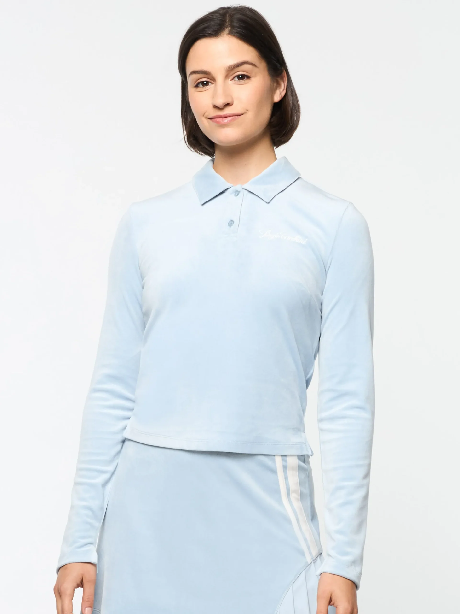 Best Sale Veneto Velour Long Sleeve Polo- Women Velour|Tops And Sports Bras