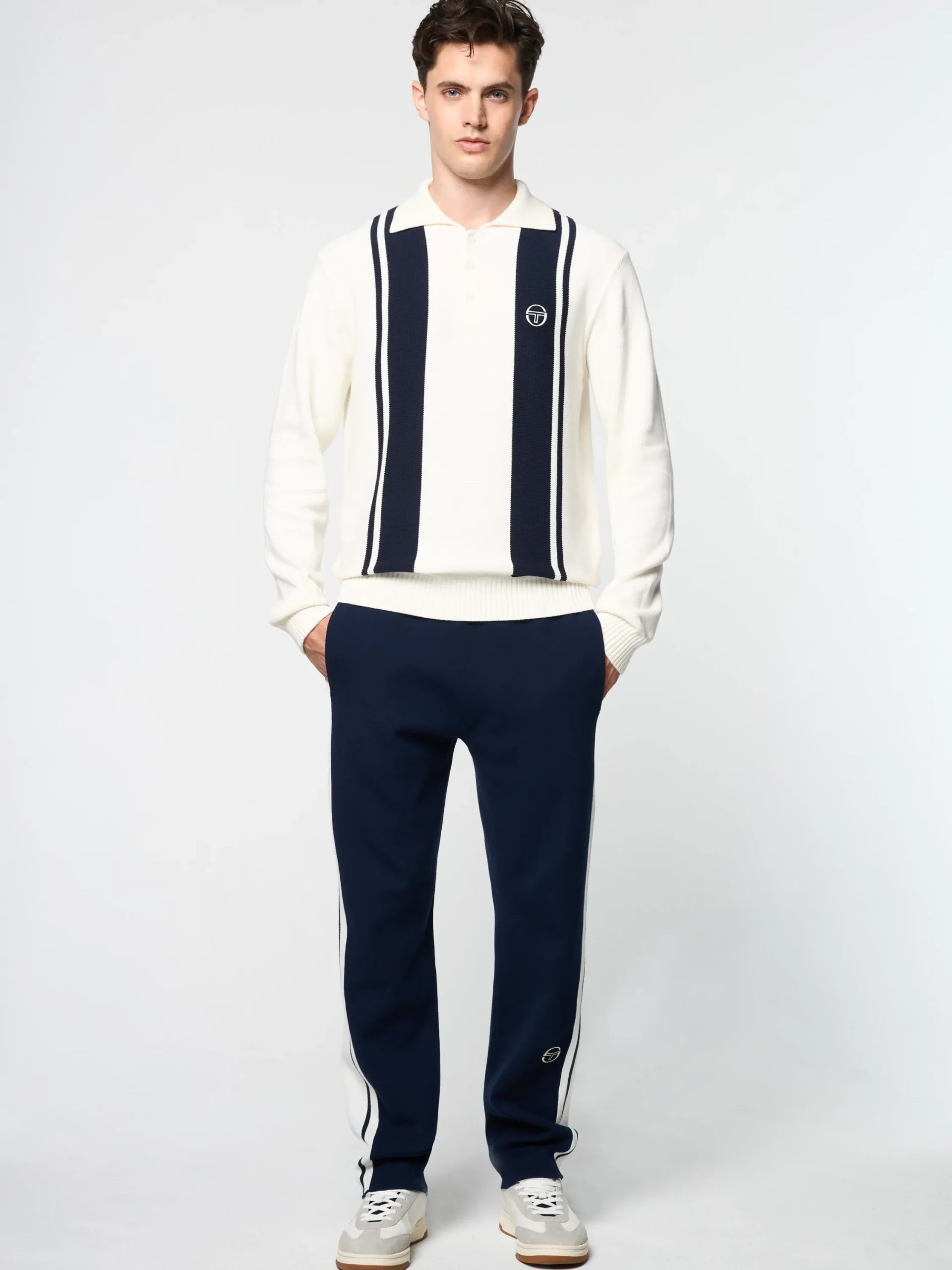 Online Young Line Knit Long Sleeve Polo- Knitwear|Polos