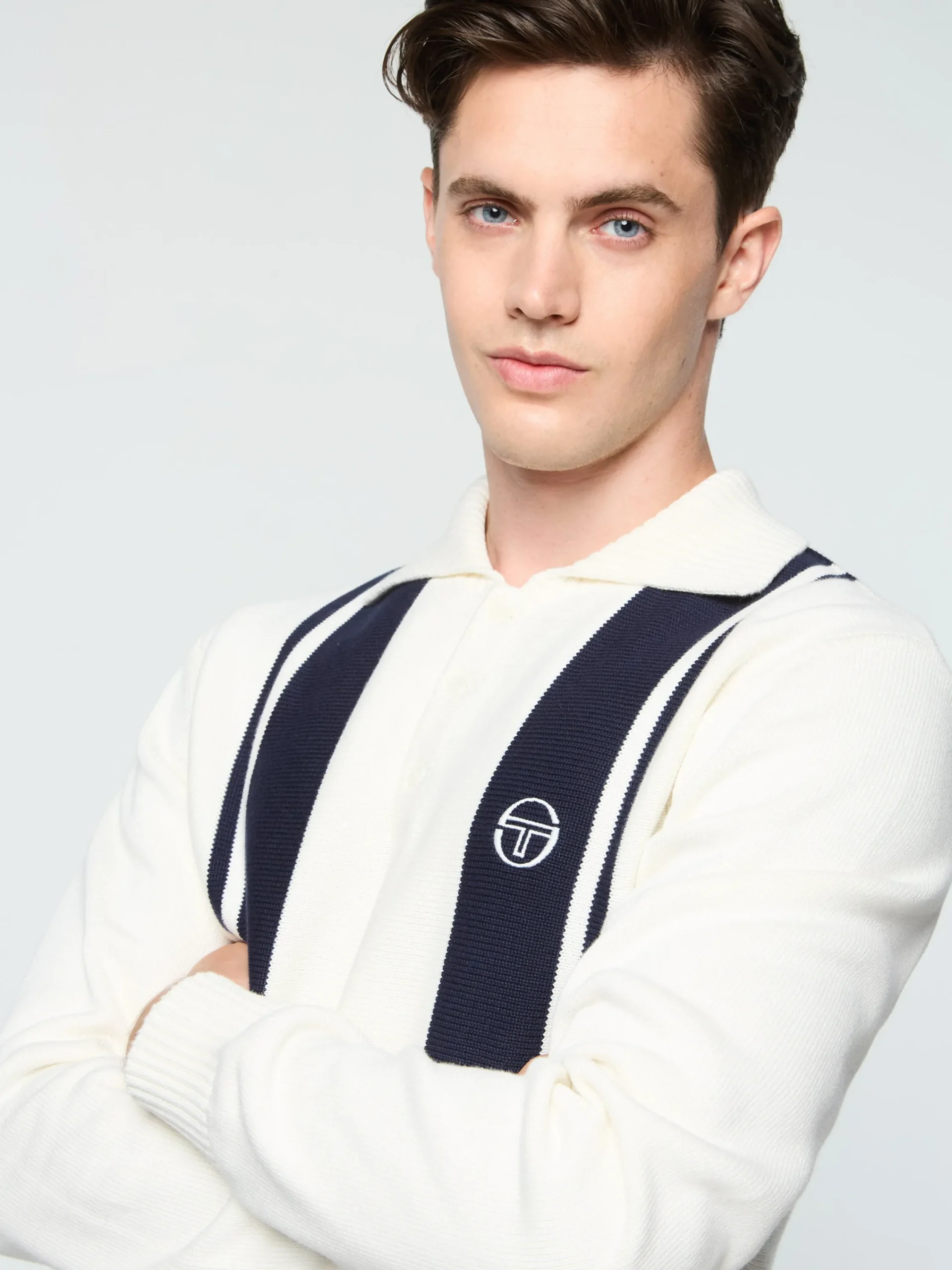 Online Young Line Knit Long Sleeve Polo- Knitwear|Polos